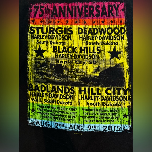 STURGIS 🦅 75th 2015 Harley davidson Anniversary Tee L - Picture 4 of 7
